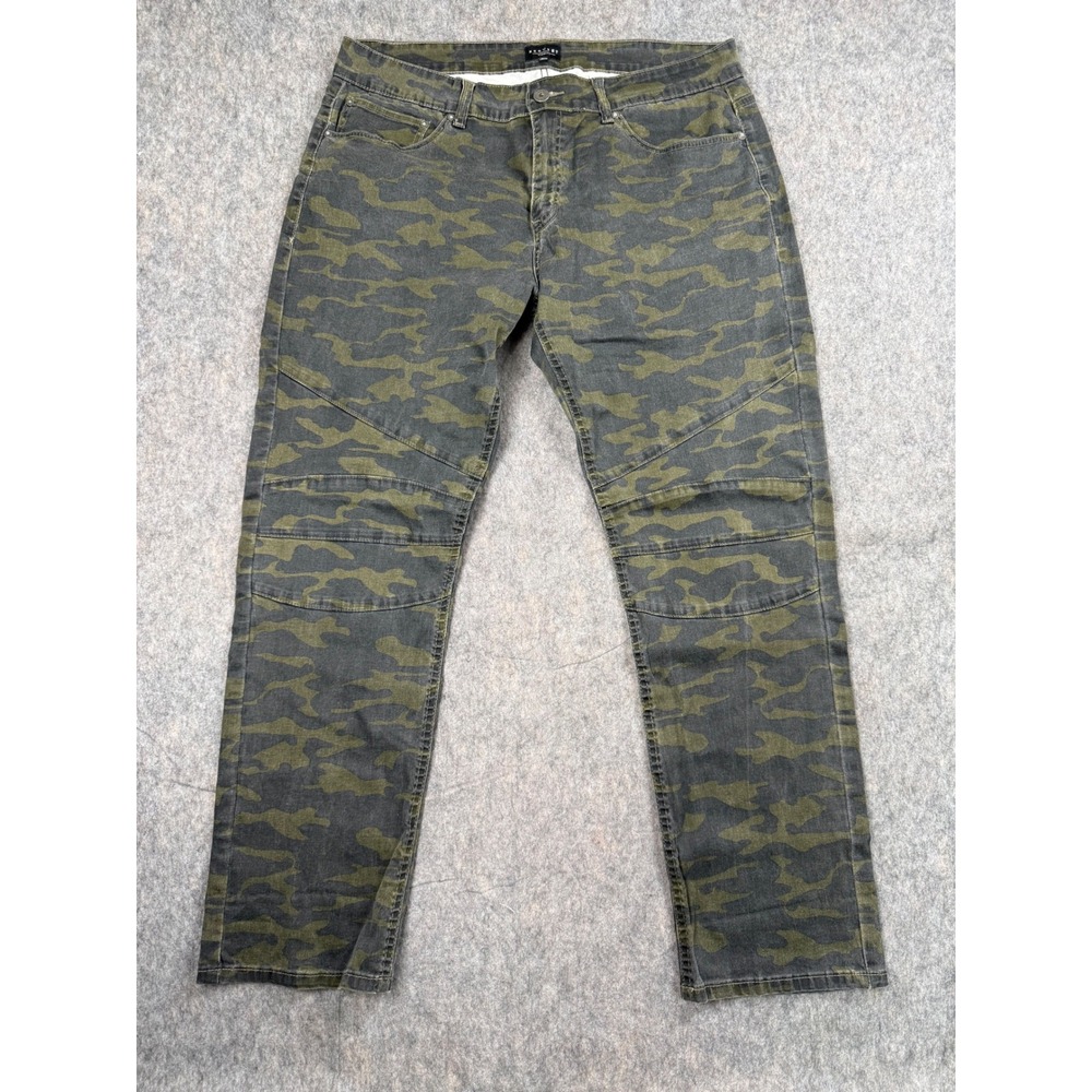 Request Premium Mens Camo Moto Jeans Green‎ Camouflage Biker Pants 38x32